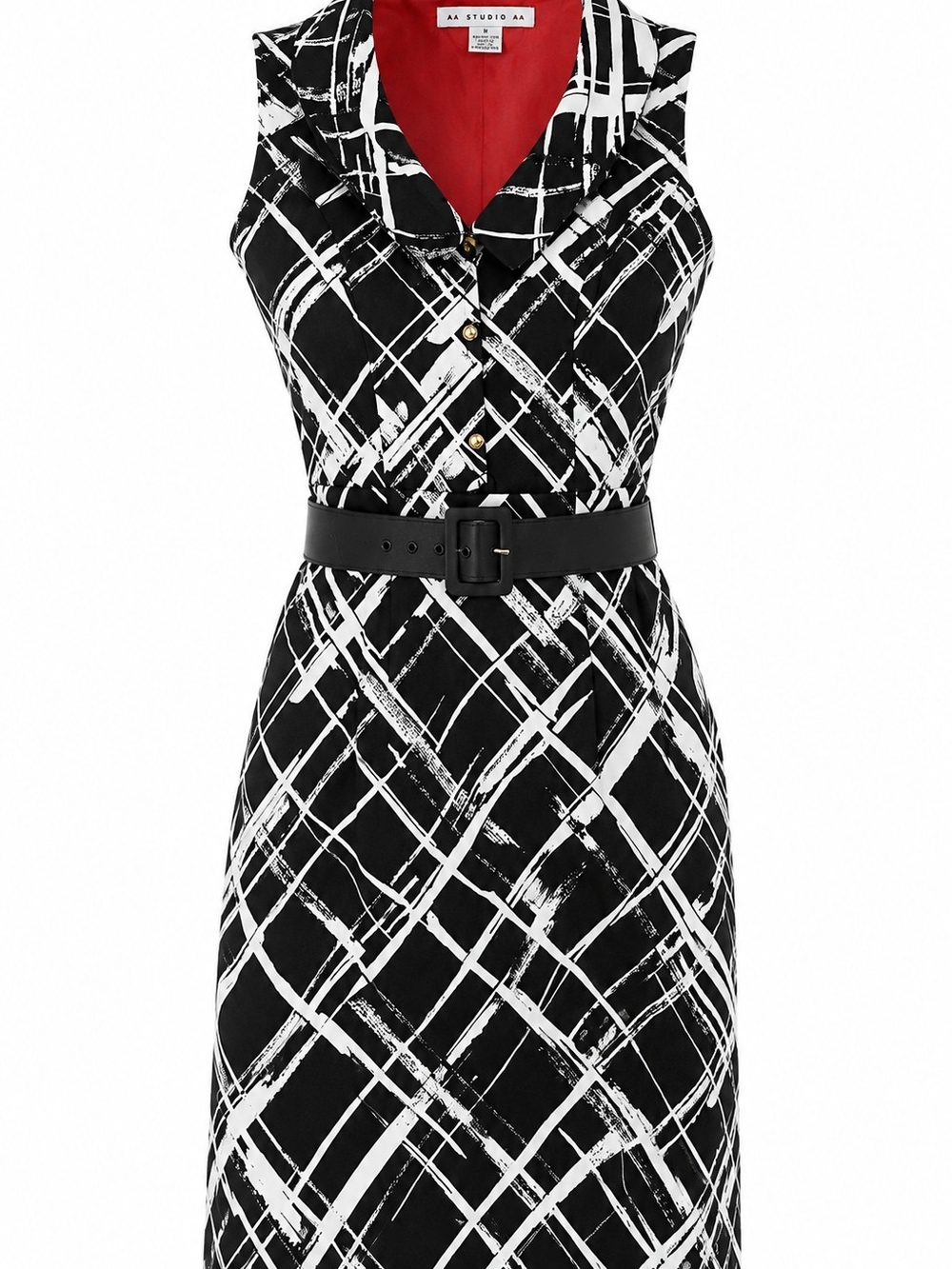 AA Studio Black & White Belted Sheath Dress – Size 8